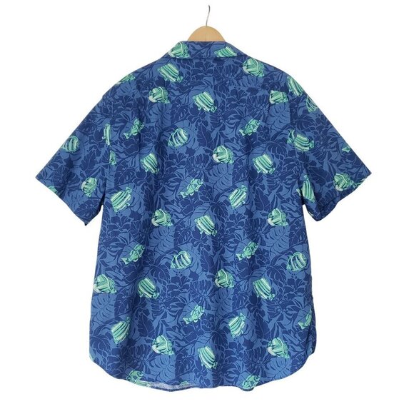 NWT Nautica Mens Classic Fit Stretch Button-Down Shirt XXL Blue Tropical Fish - Picture 3 of 10